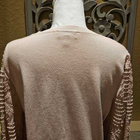 Rio & Rian XL Blush Pink Textured Sleeve Sweater Romantic Feminine Soft Chic - Picture 11 of 11